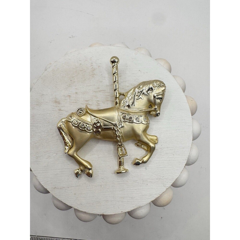 Vintage Carousel Horse Brooch Pin Large 2.5” Animal Jewelry Circus Kitsch
